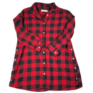 Zara Kids Shirt Dress Girls Size 9 Red Black Buffalo Plaid Button Down Cotton